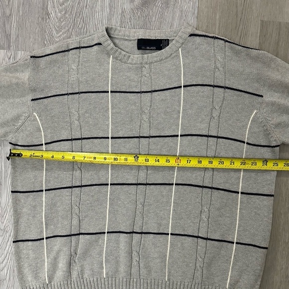 Vntg Gray Plaid Grandpacore Sweater Mens XL Cable Knit Preppy Academia Old Money - Picture 3 of 5